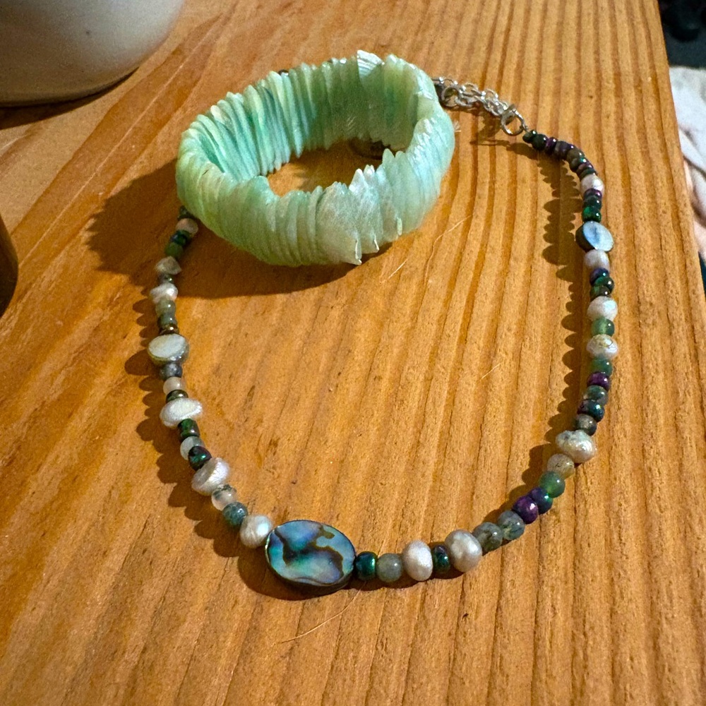 Abalone necklace and bracelet set